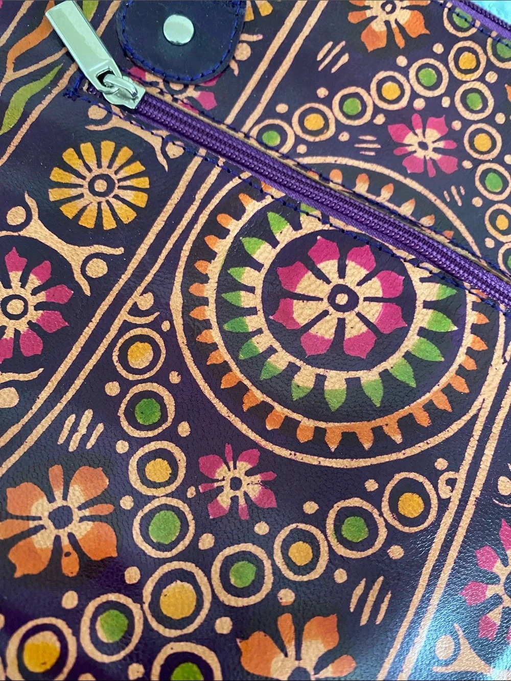Purple Floral Printed Tote Bag with Double Handles - Picture 4 of 5